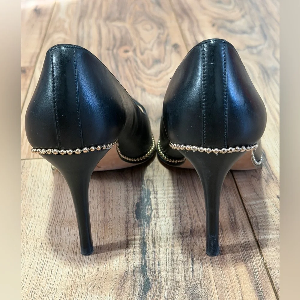 Coach 85mm Waverly Samantha pumps in black leather with beadchain detailing - Picture 12 of 13